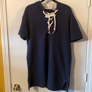 J Crew Terry Lace Up Hooded Dress XS